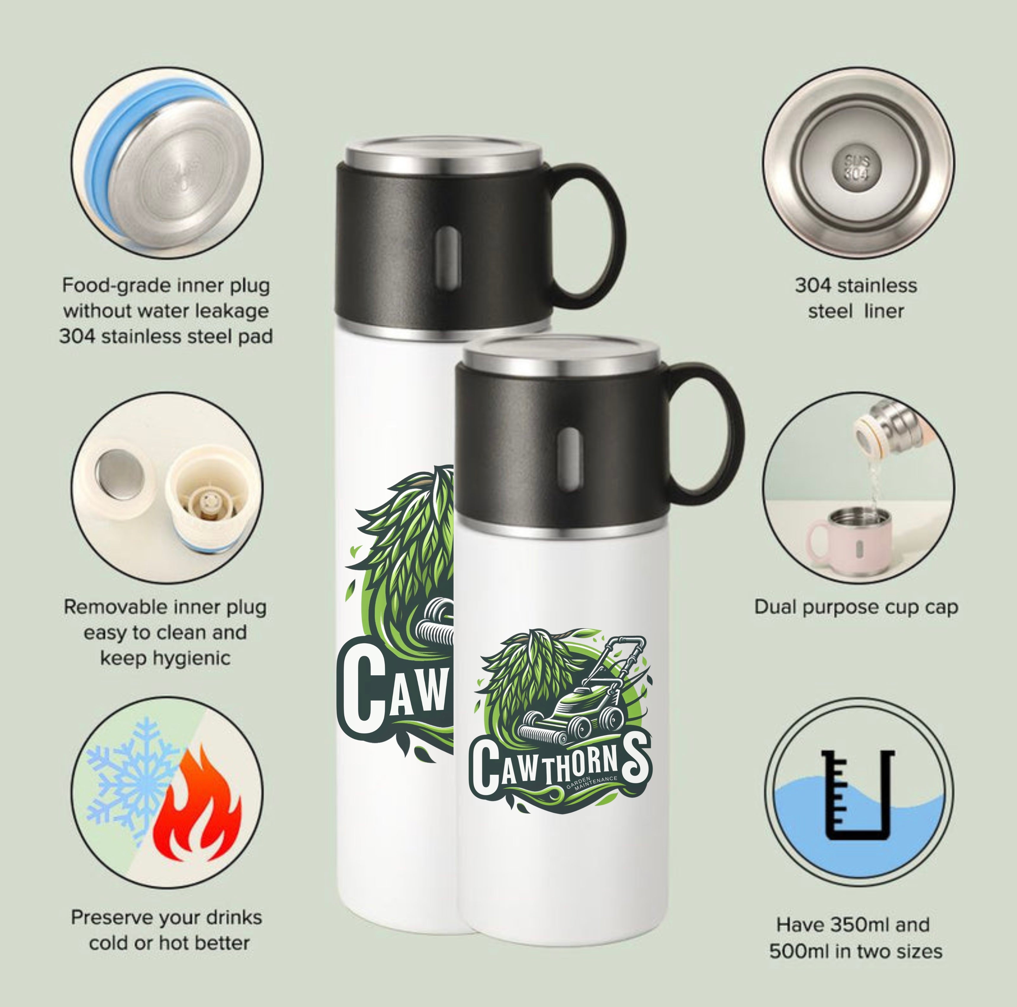 Personalised 500ml Stainless Steel Bottle with Coffee Cup Lid  image 0