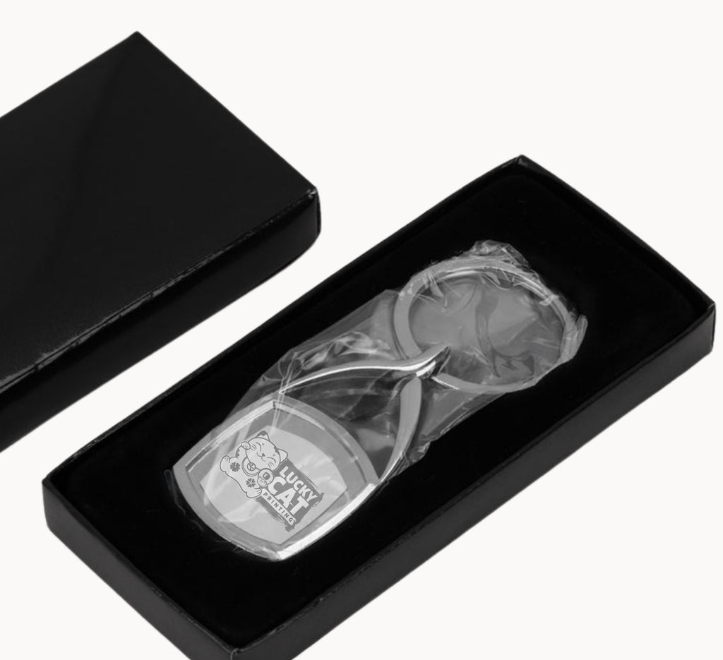 Personalised Swirl Top Metal Keyring Square - one sided image 1