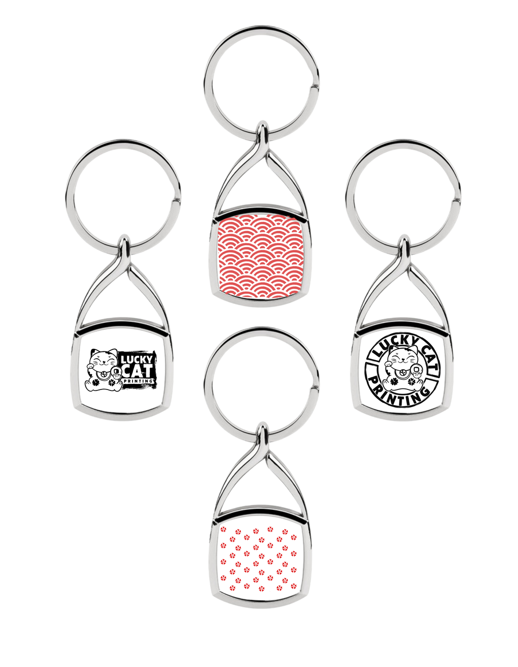 Personalised Swirl Top Metal Keyring Square - one sided image 0