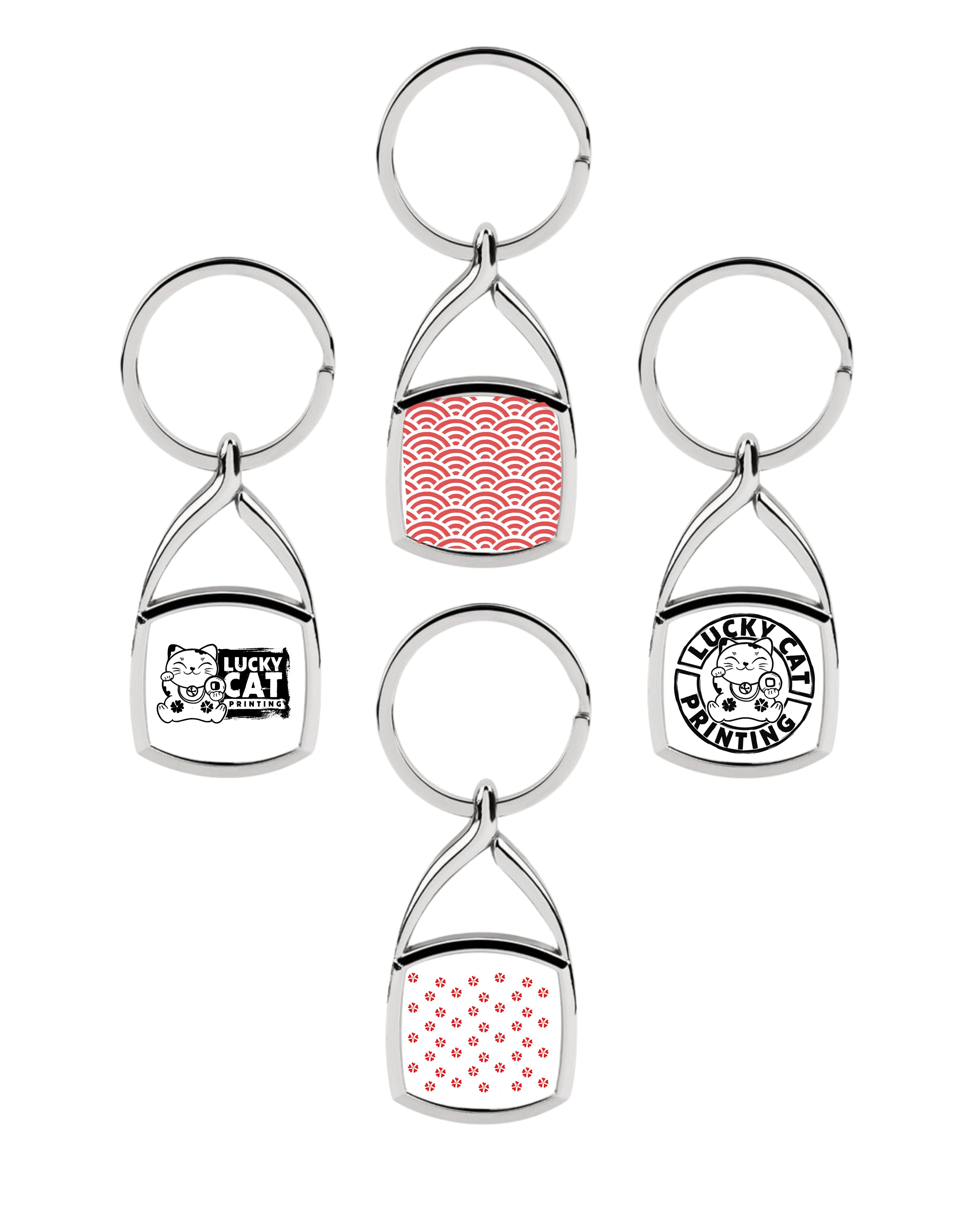 Personalised Swirl Top Metal Keyring Square - one sided image 0